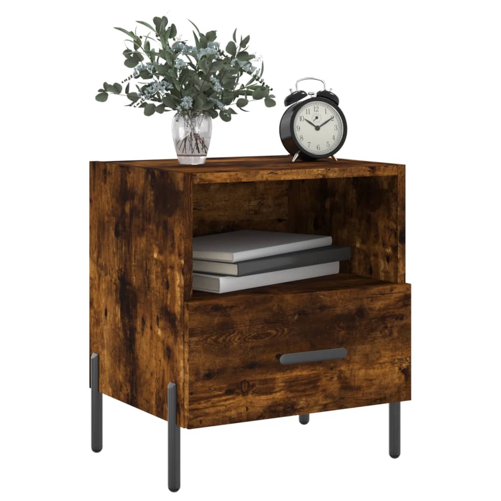 Nattbord 2 stk røkt eik 40x35x47,5 cm konstruert tre