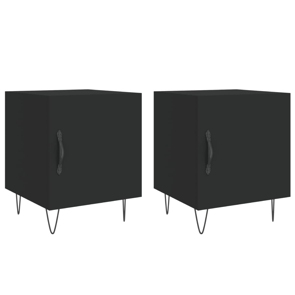 Nattbord 2 stk svart 40x40x50 cm konstruert tre