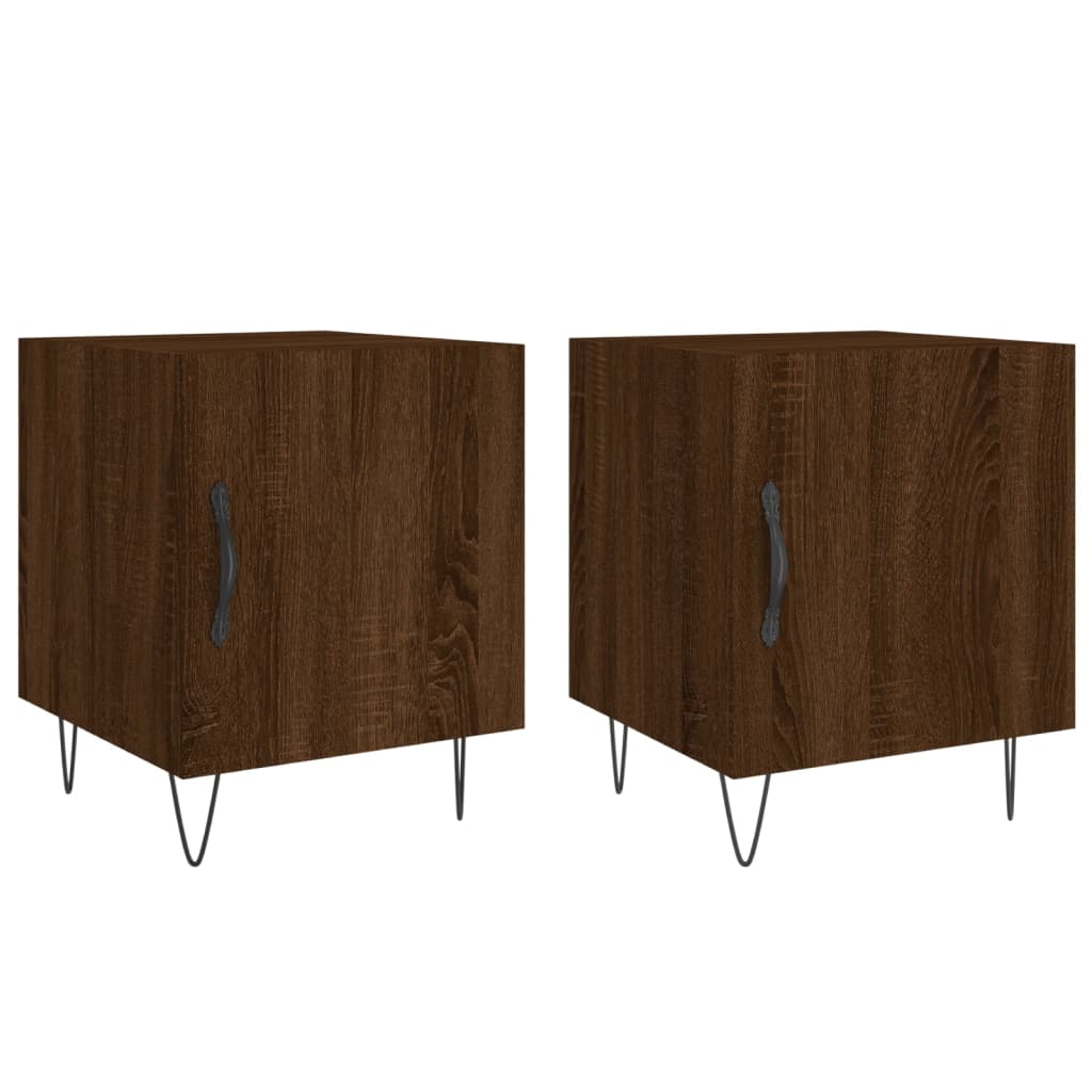 Nattbord 2 stk brun eik 40x40x50 cm konstruert tre