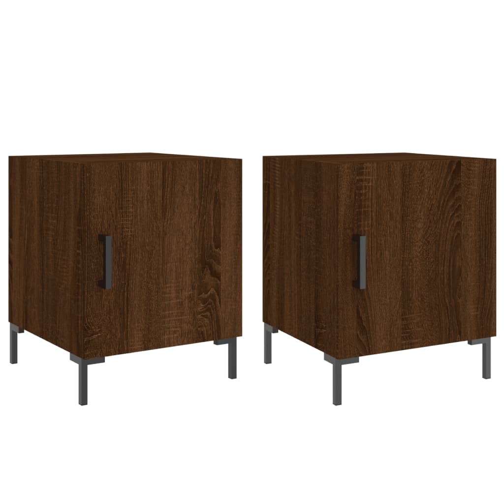 Nattbord 2 stk brun eik 40x40x50 cm konstruert tre
