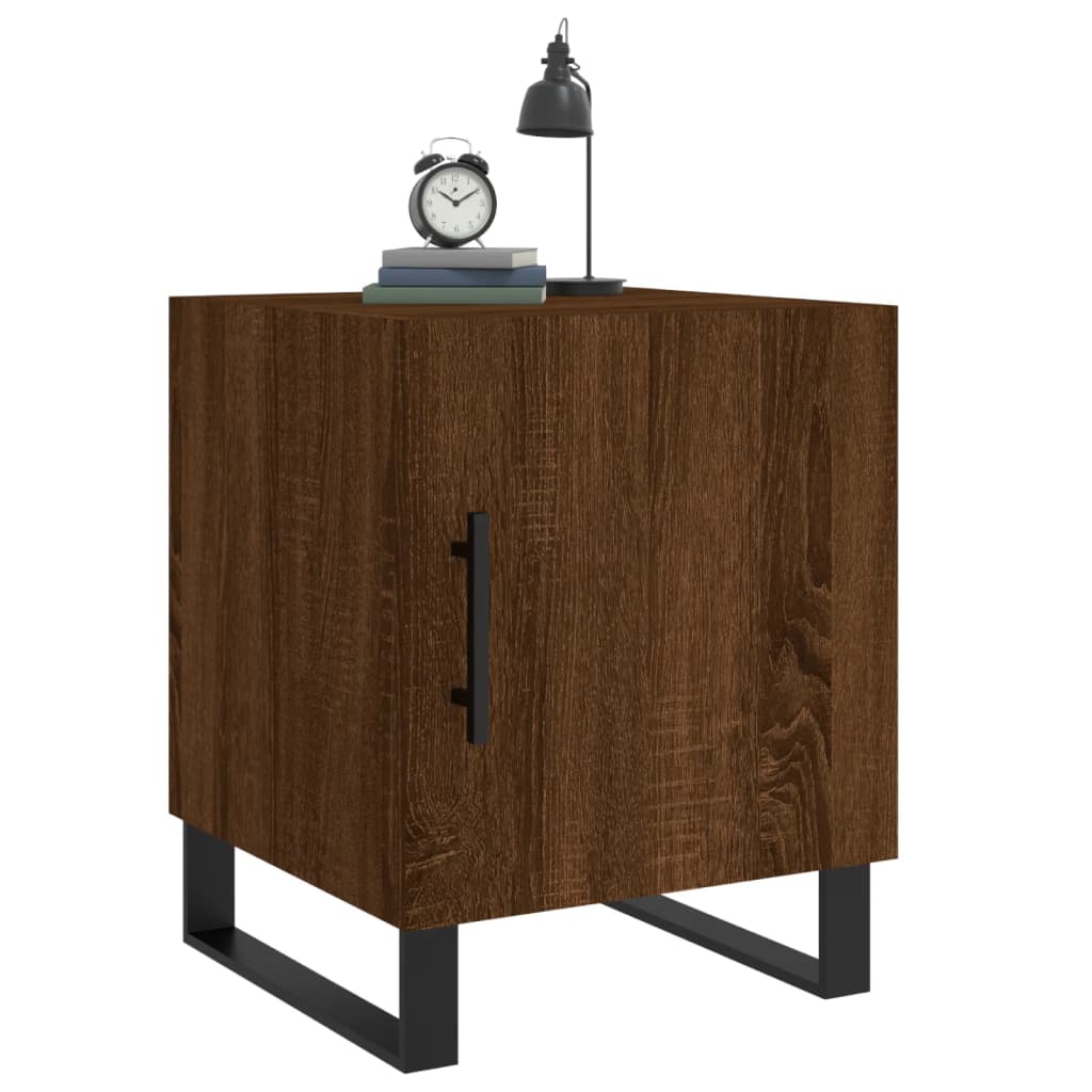 Nattbord 2 stk brun eik 40x40x50 cm konstruert tre