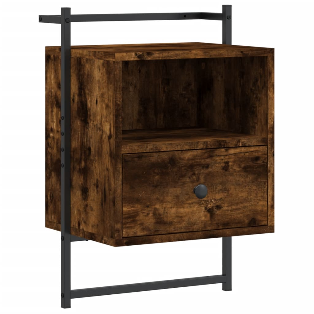 Nattbord veggmontert 2 stk røkt eik 40x30x61 cm konstruert tre