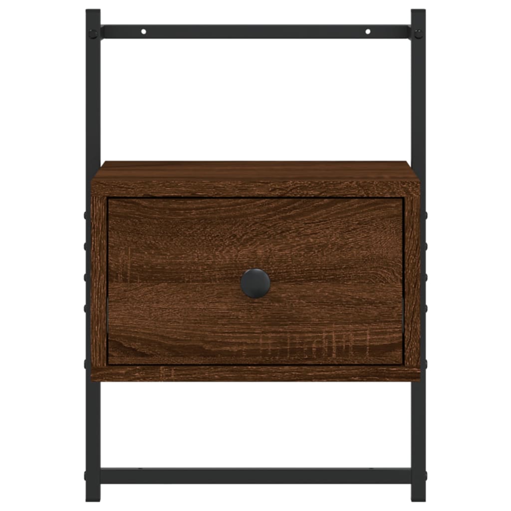 Nattbord veggmontert 2 stk brun eik 35x30x51 cm konstruert tre
