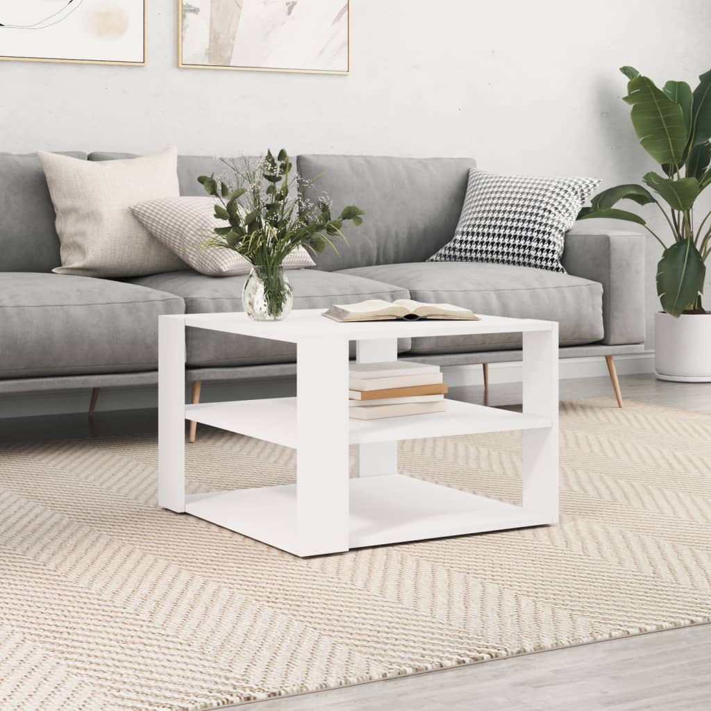 Salongbord hvit 58x58x40 cm konstruert tre