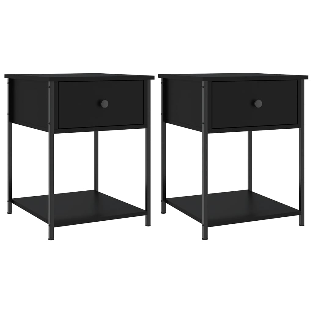 Nattbord 2 stk svart 44x45x58 cm konstruert tre
