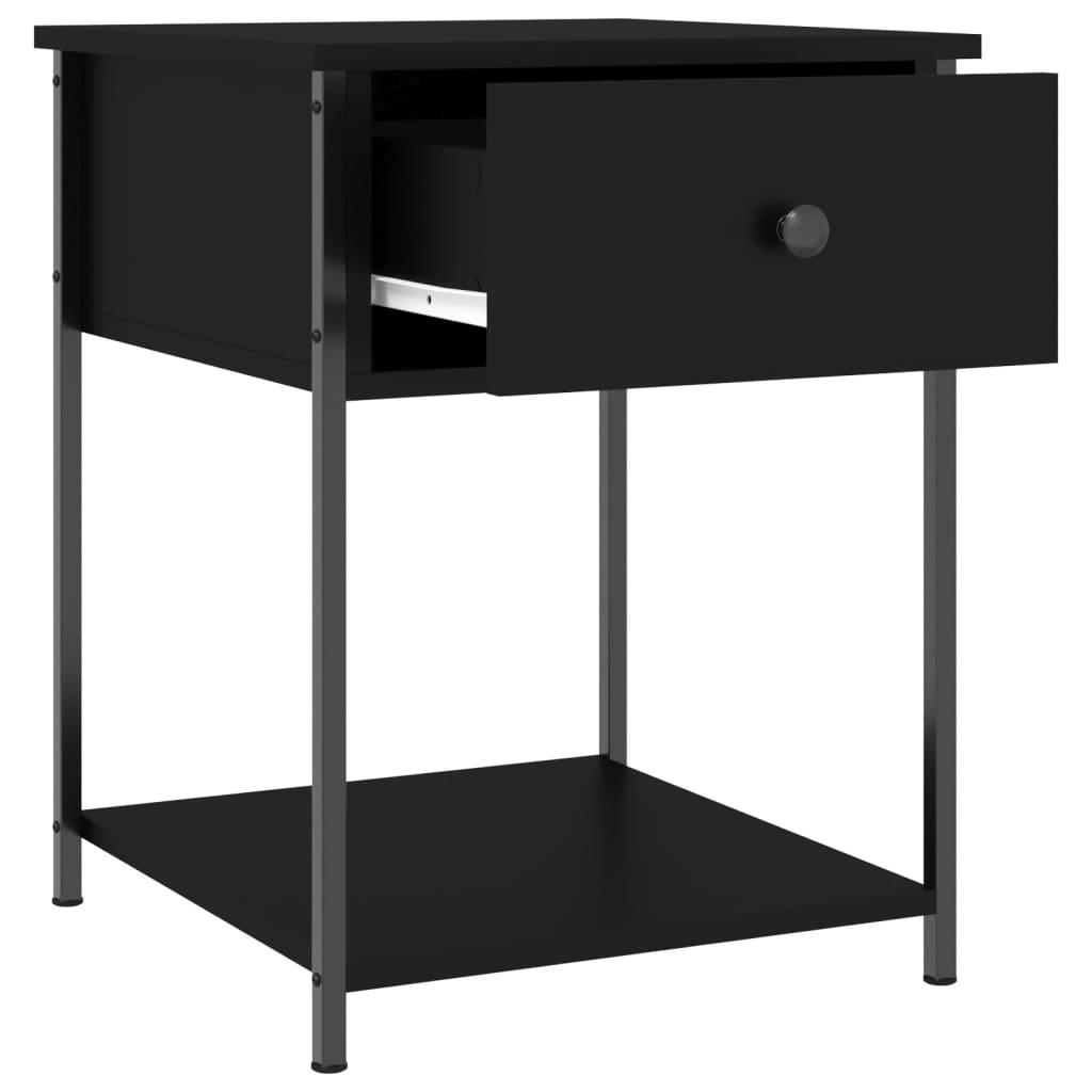 Nattbord 2 stk svart 44x45x58 cm konstruert tre