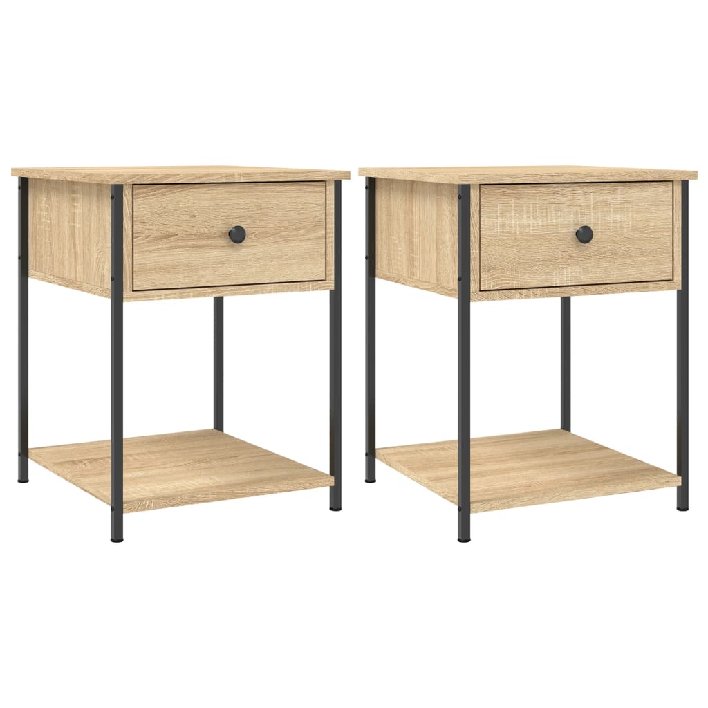 Nattbord 2 stk sonoma eik 44x45x58 cm konstruert tre