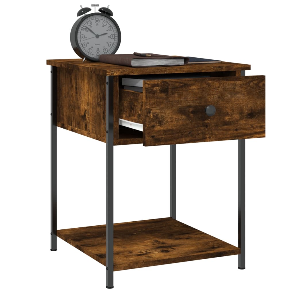 Nattbord 2 stk røkt eik 44x45x58 cm konstruert tre