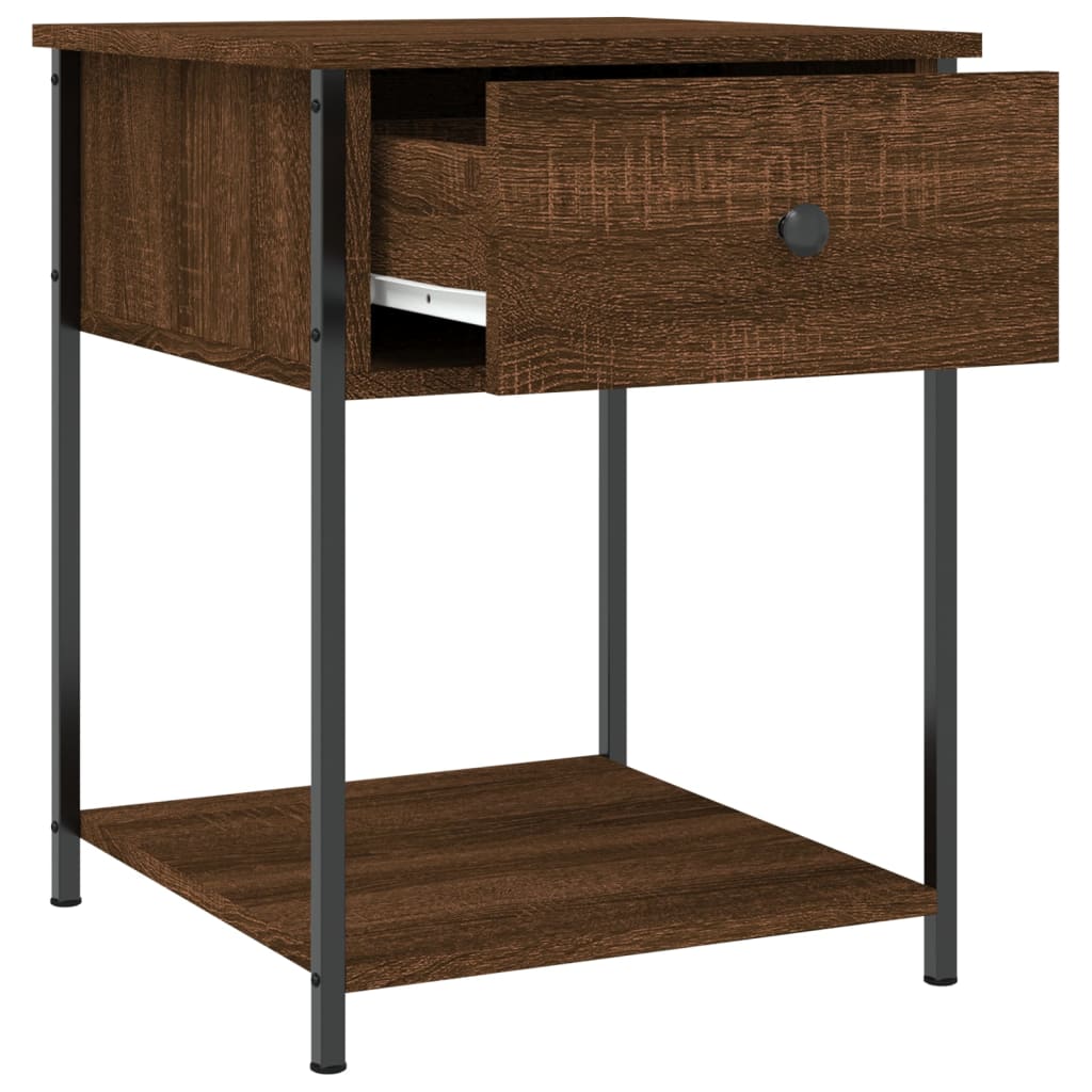 Nattbord 2 stk brun eik 44x45x58 cm konstruert tre