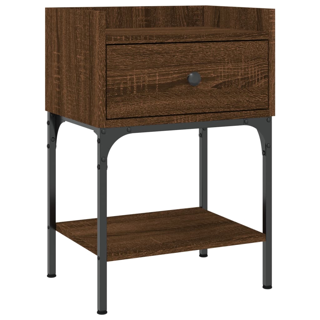 Nattbord 2 stk brun eik 40,5x31x60 cm konstruert tre
