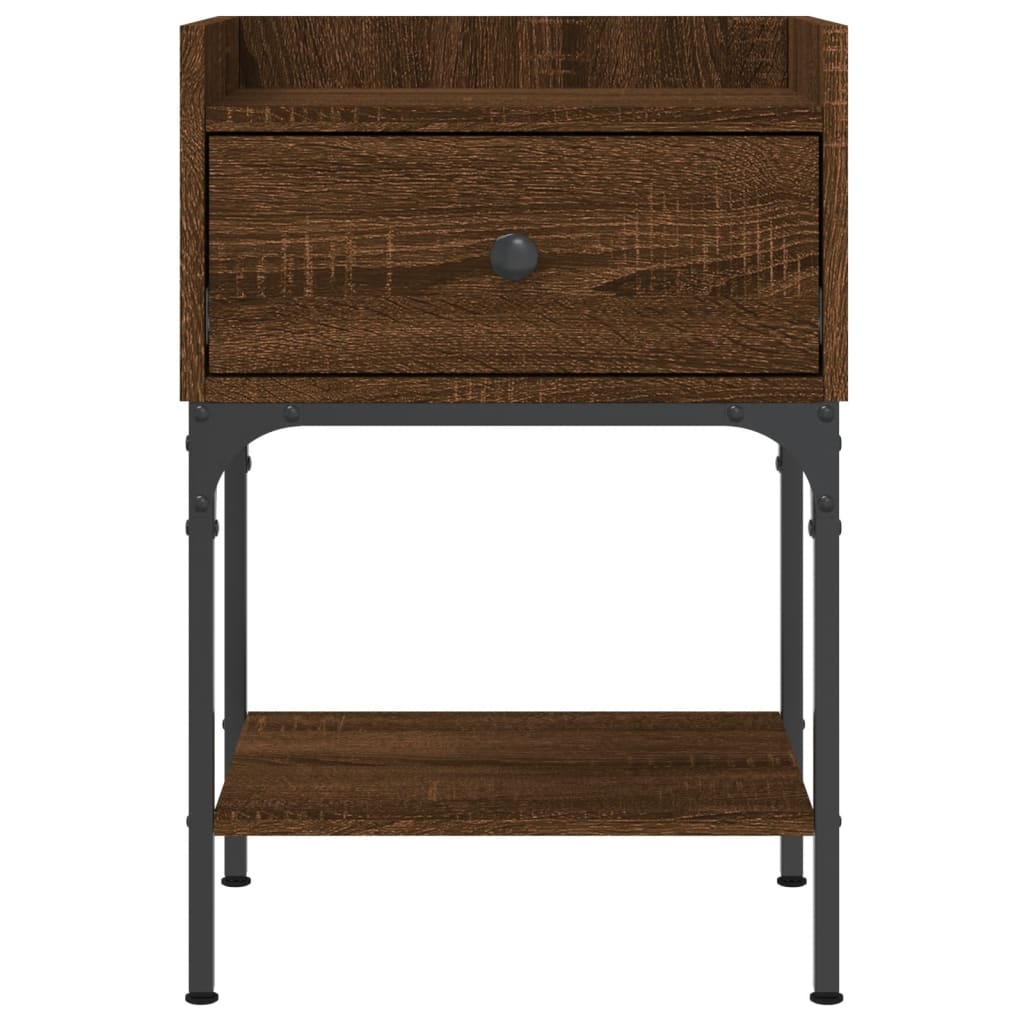 Nattbord 2 stk brun eik 40,5x31x60 cm konstruert tre