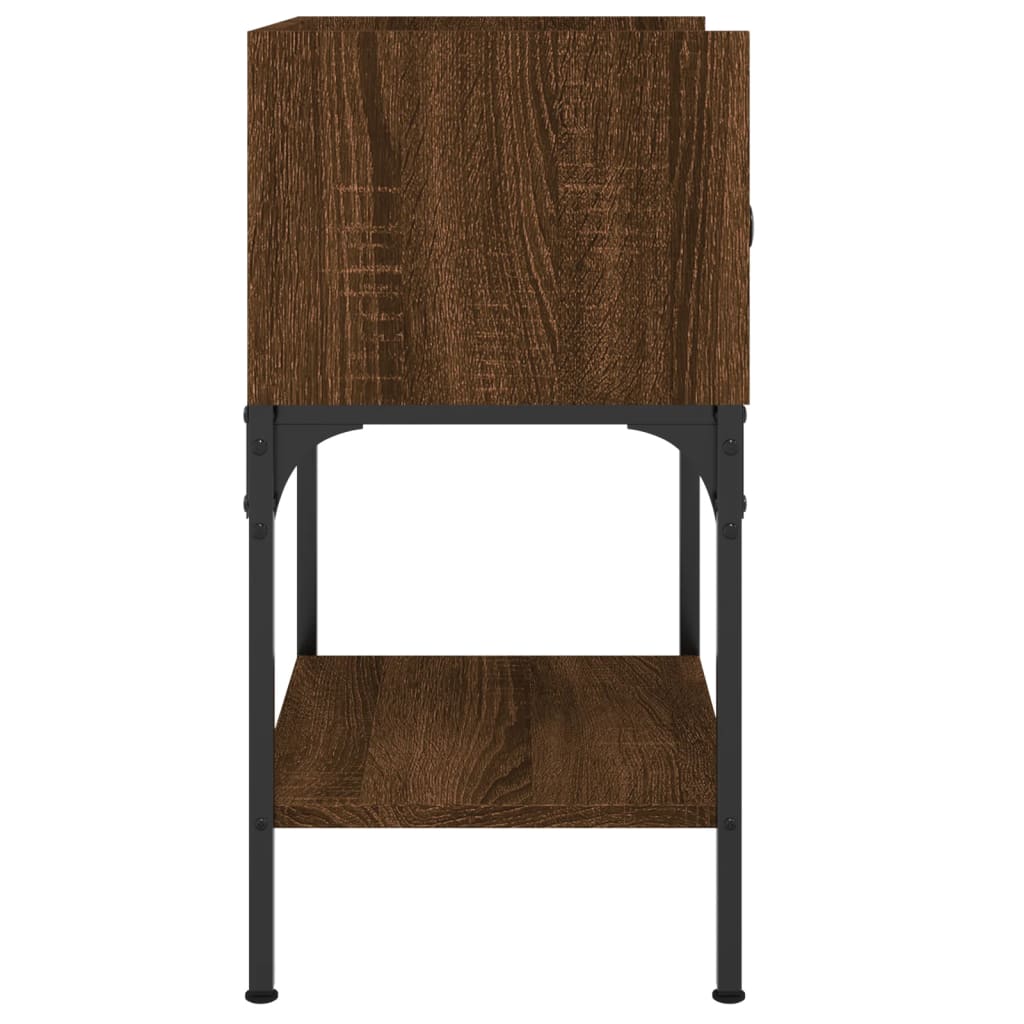 Nattbord 2 stk brun eik 40,5x31x60 cm konstruert tre