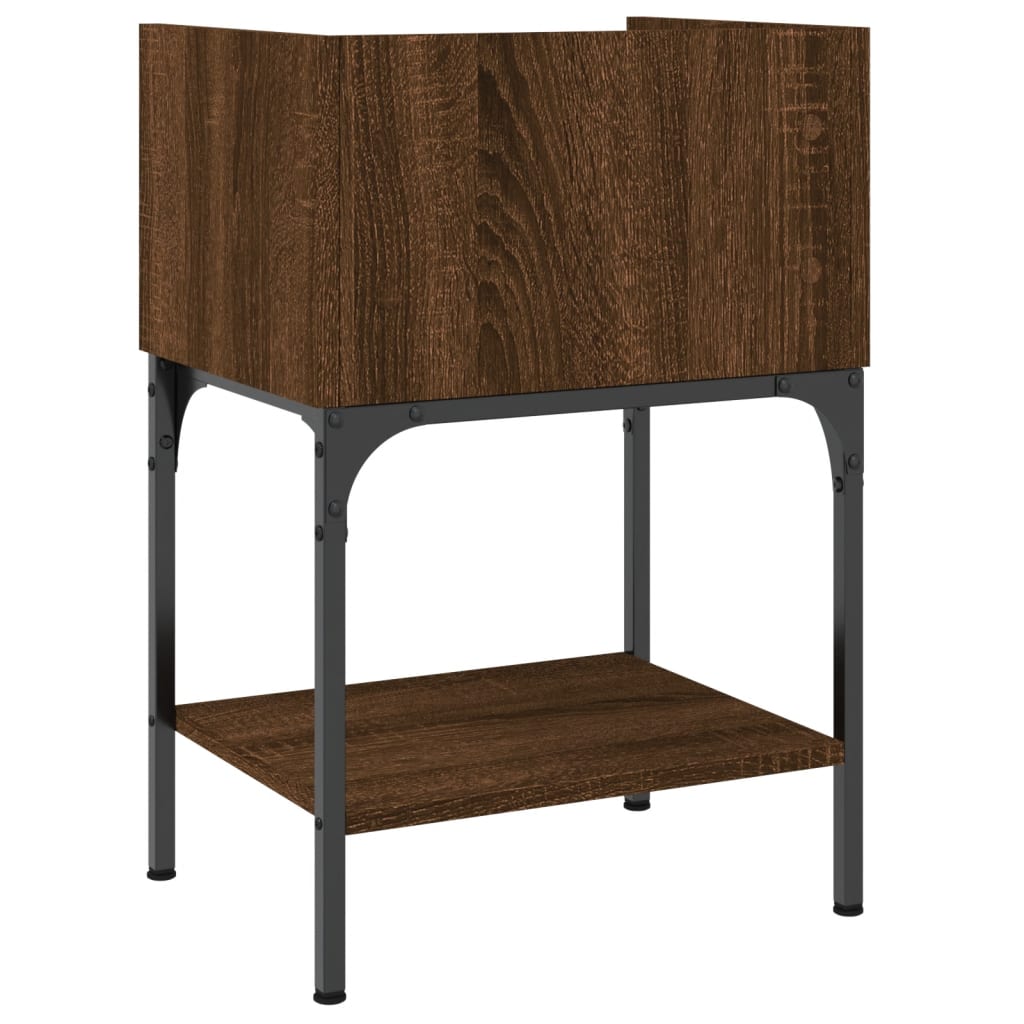 Nattbord 2 stk brun eik 40,5x31x60 cm konstruert tre