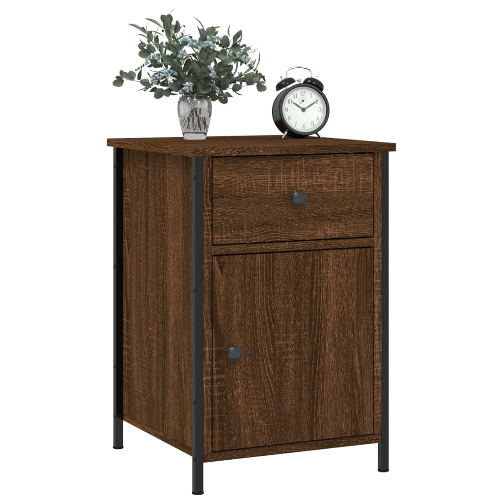 Nattbord 2 stk brun eik 40x42x60 cm konstruert tre