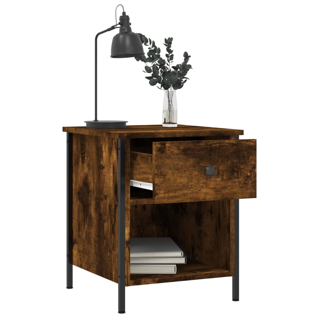 Nattbord 2 stk røkt eik 40x42x50 cm konstruert tre
