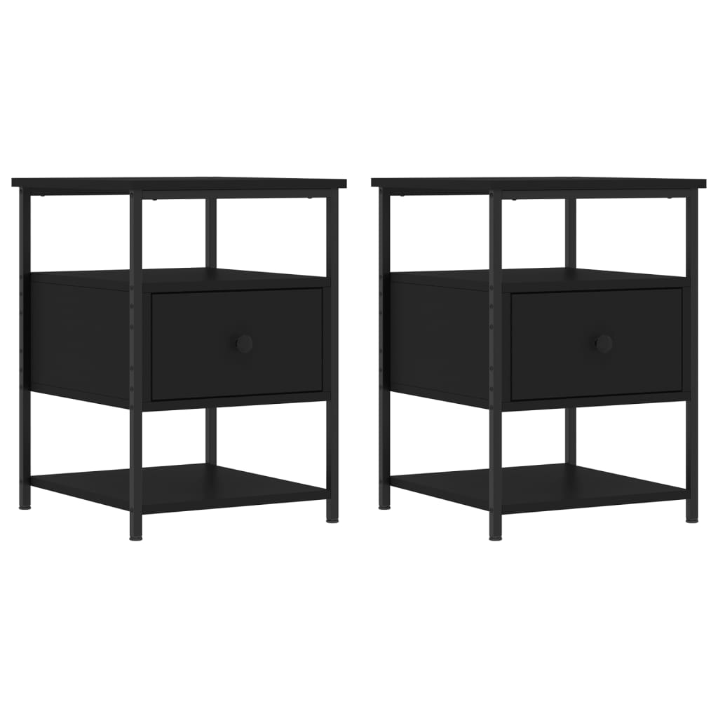 Nattbord 2 stk svart 40x42x56 cm konstruert tre