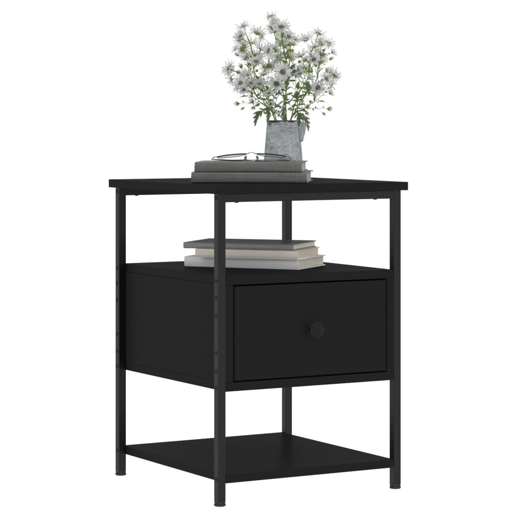 Nattbord 2 stk svart 40x42x56 cm konstruert tre