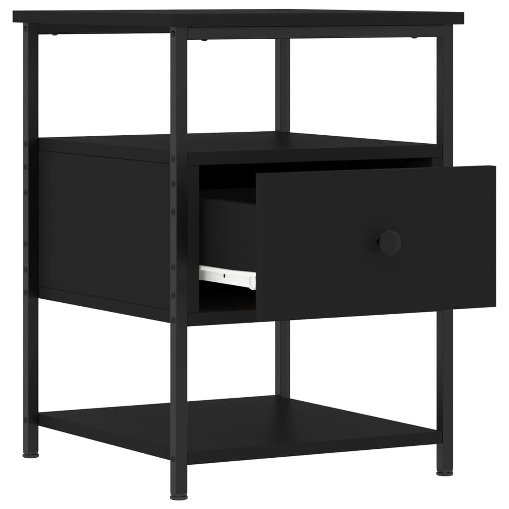 Nattbord 2 stk svart 40x42x56 cm konstruert tre