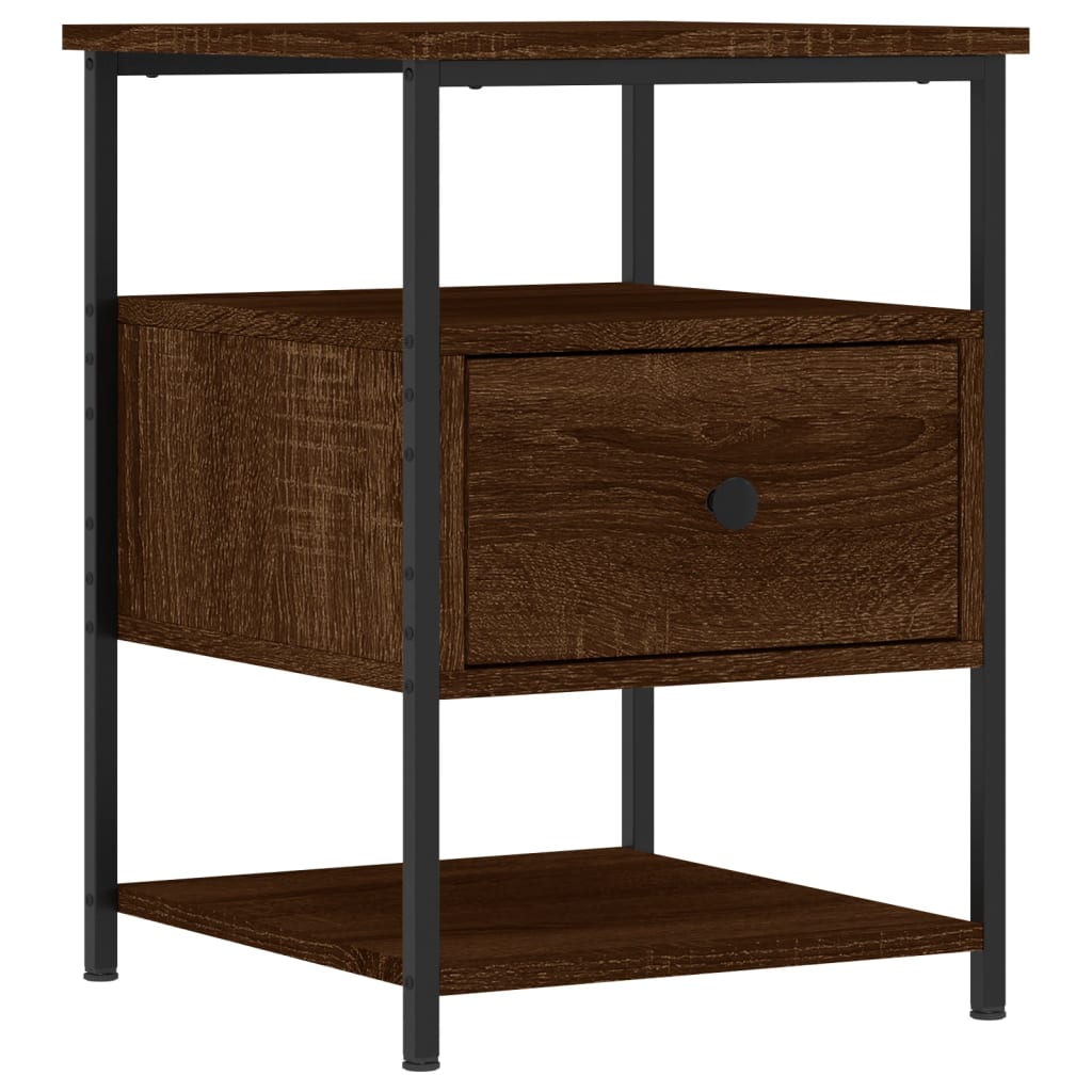 Nattbord 2 stk brun eik 40x42x56 cm konstruert tre
