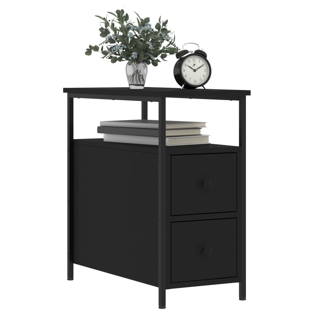 Nattbord 2 stk svart 30x60x60 cm konstruert tre