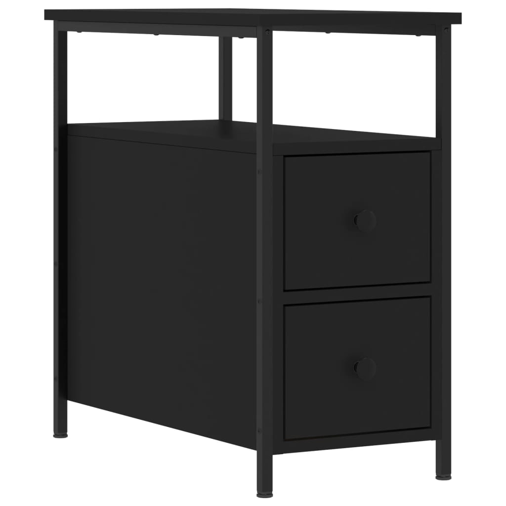 Nattbord 2 stk svart 30x60x60 cm konstruert tre