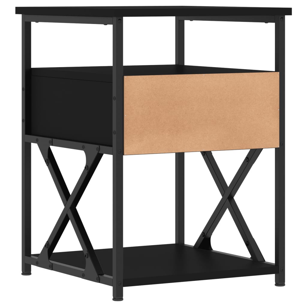 Nattbord 2 stk svart 40x42x55 cm konstruert tre