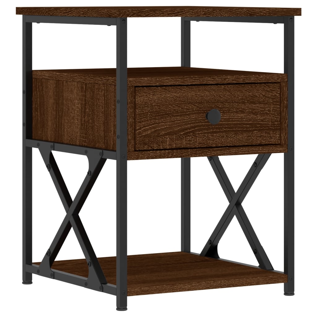 Nattbord 2 stk brun eik 40x42x55 cm konstruert tre
