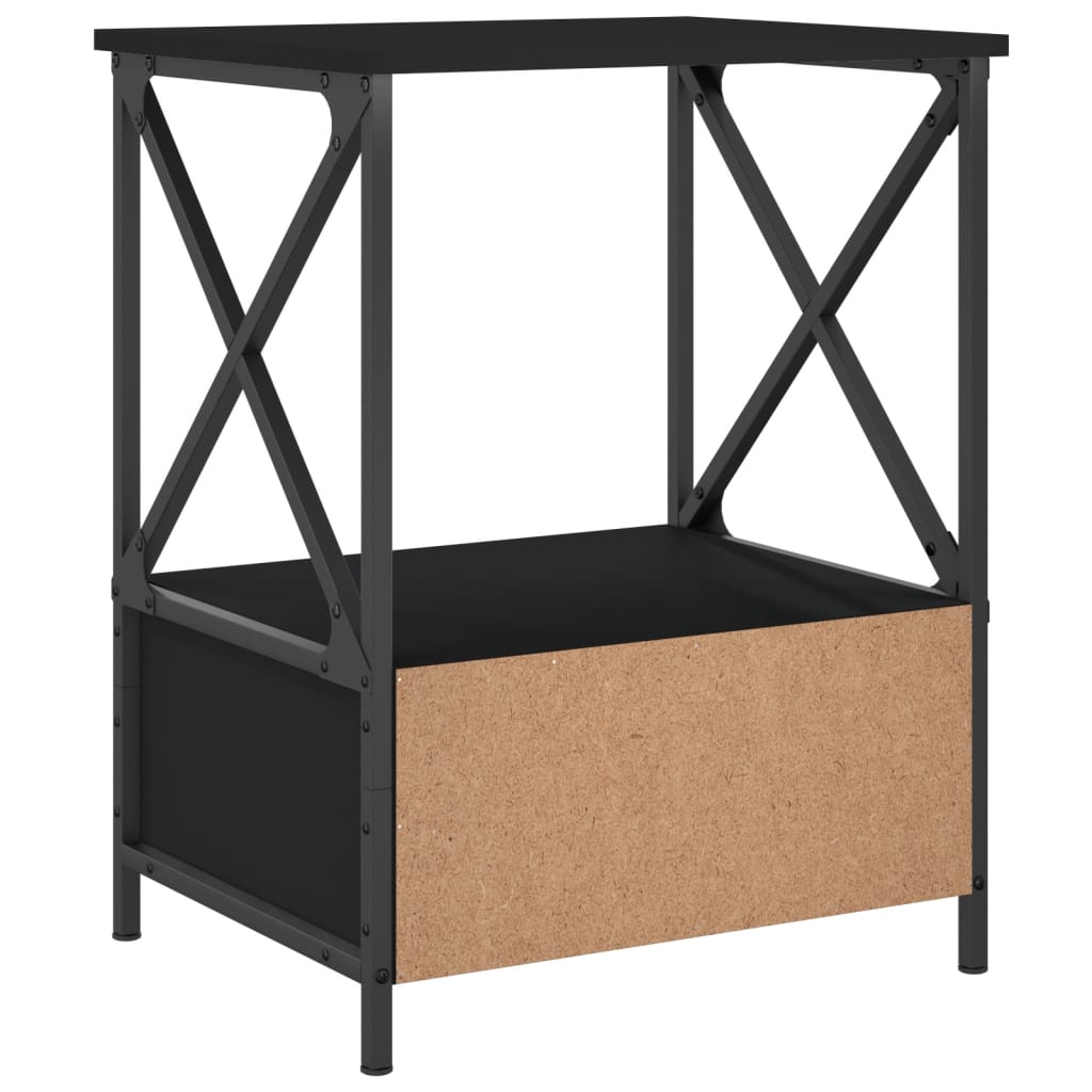 Nattbord 2 stk svart 50x41x65 cm konstruert tre