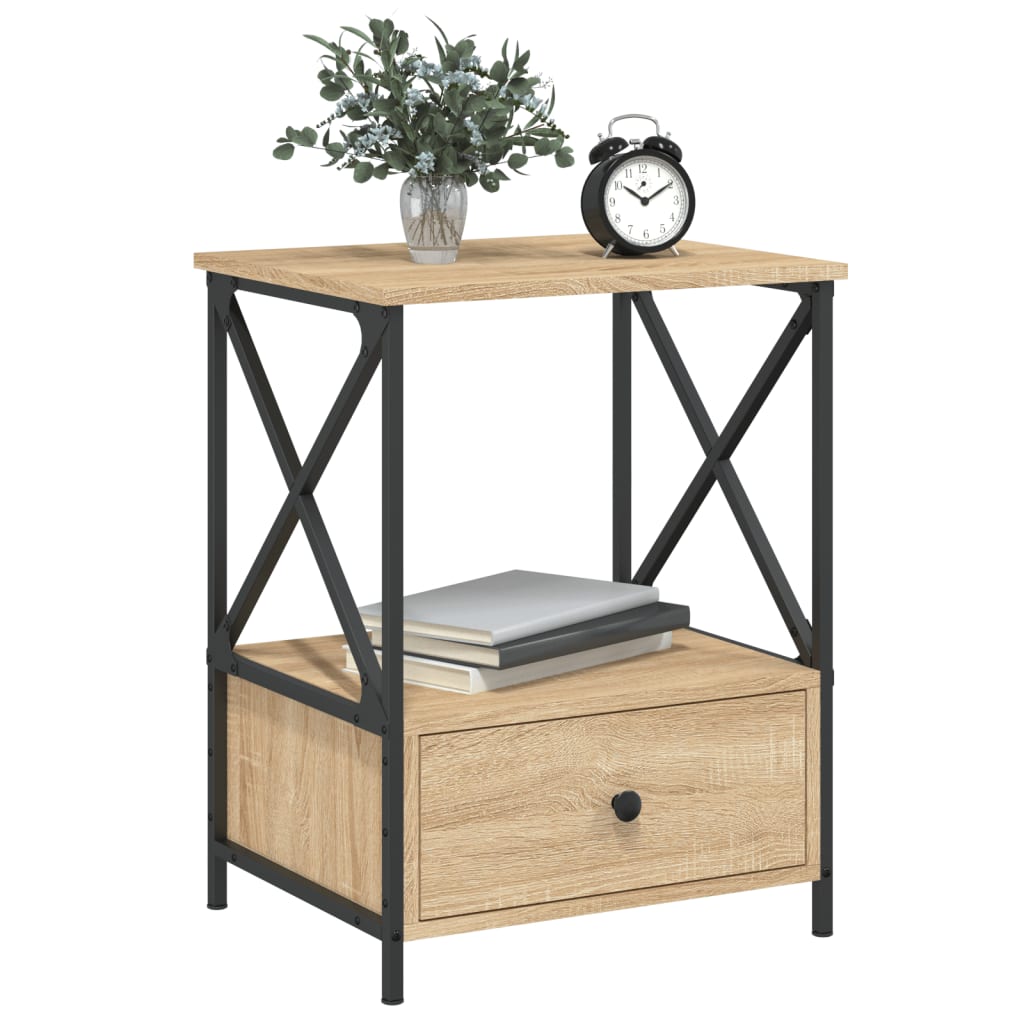 Nattbord 2 stk sonoma eik 50x41x65 cm konstruert tre