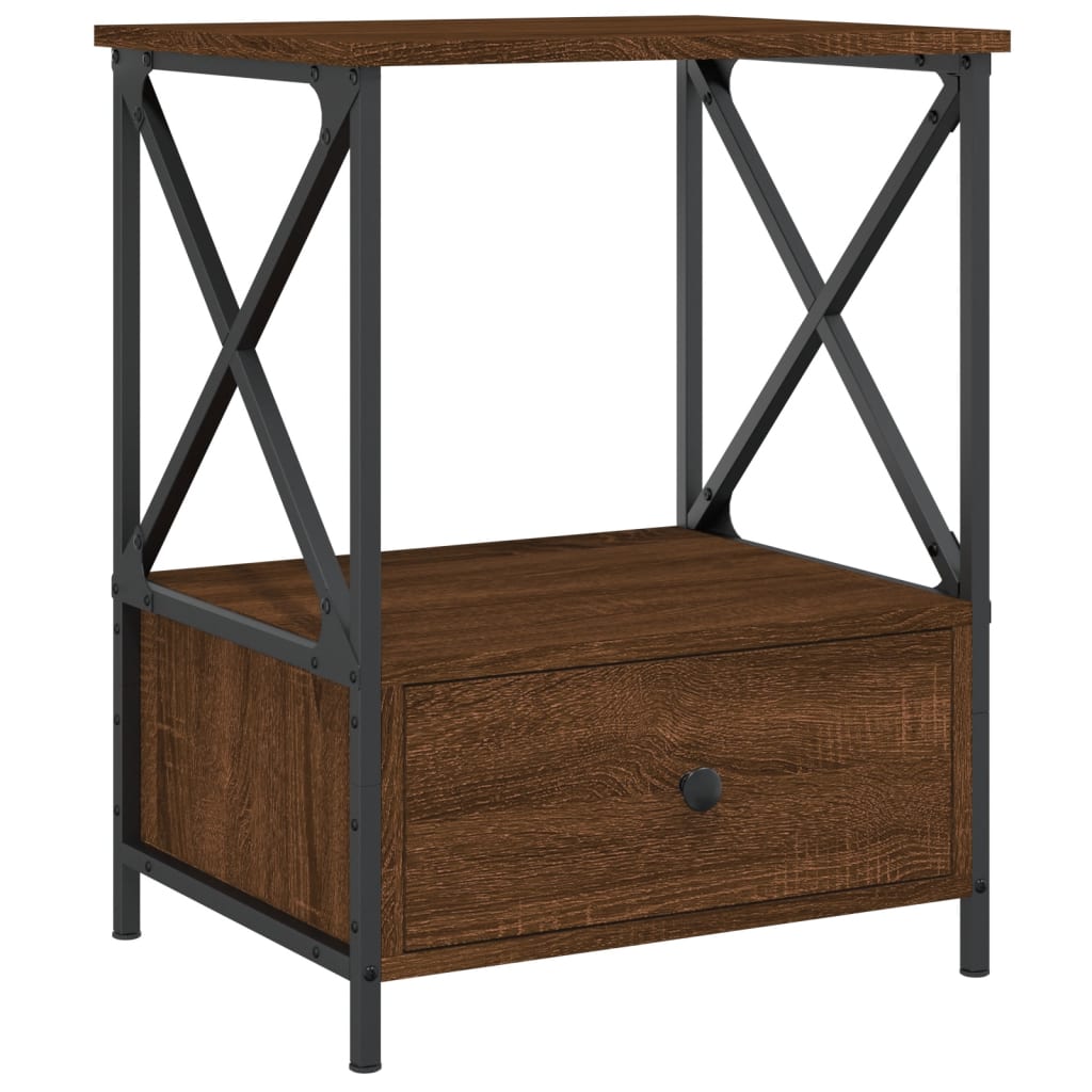 Nattbord 2 stk brun eik 50x41x65 cm konstruert tre