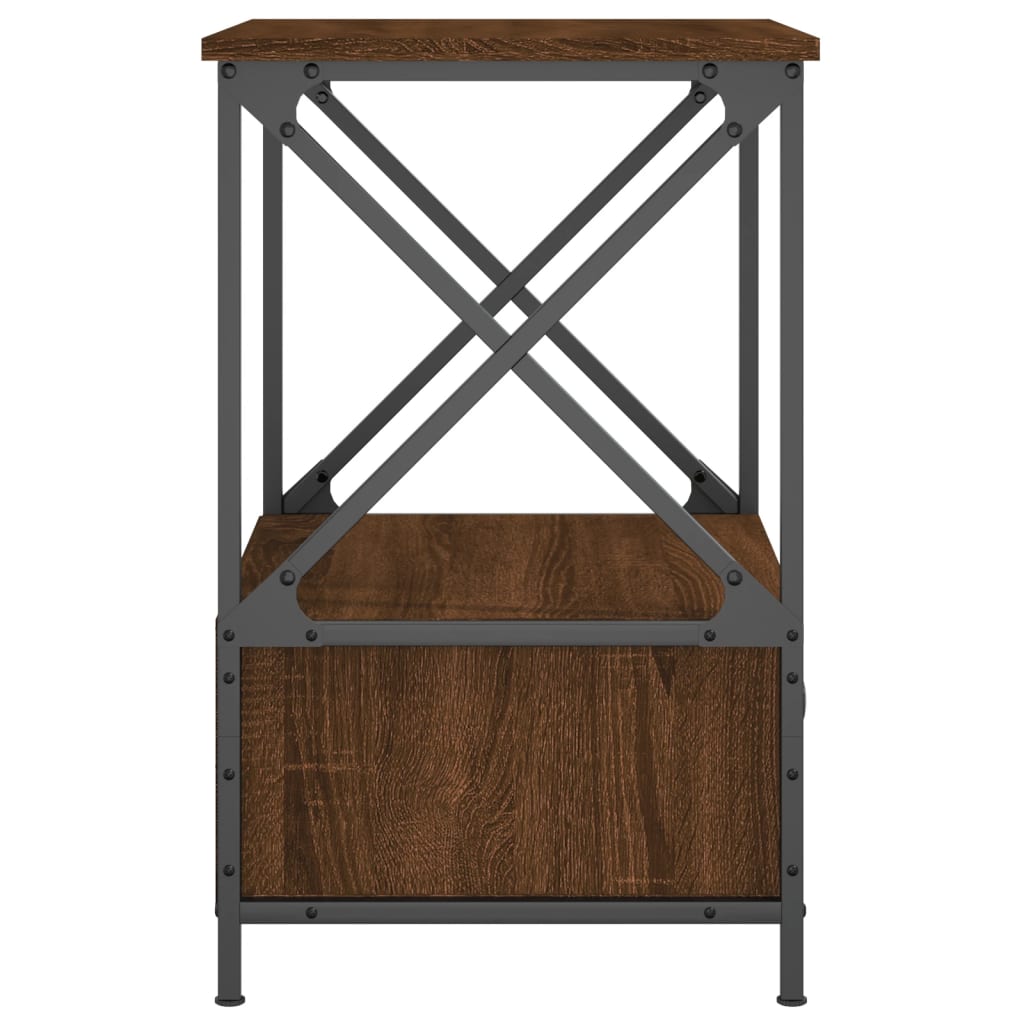 Nattbord 2 stk brun eik 50x41x65 cm konstruert tre