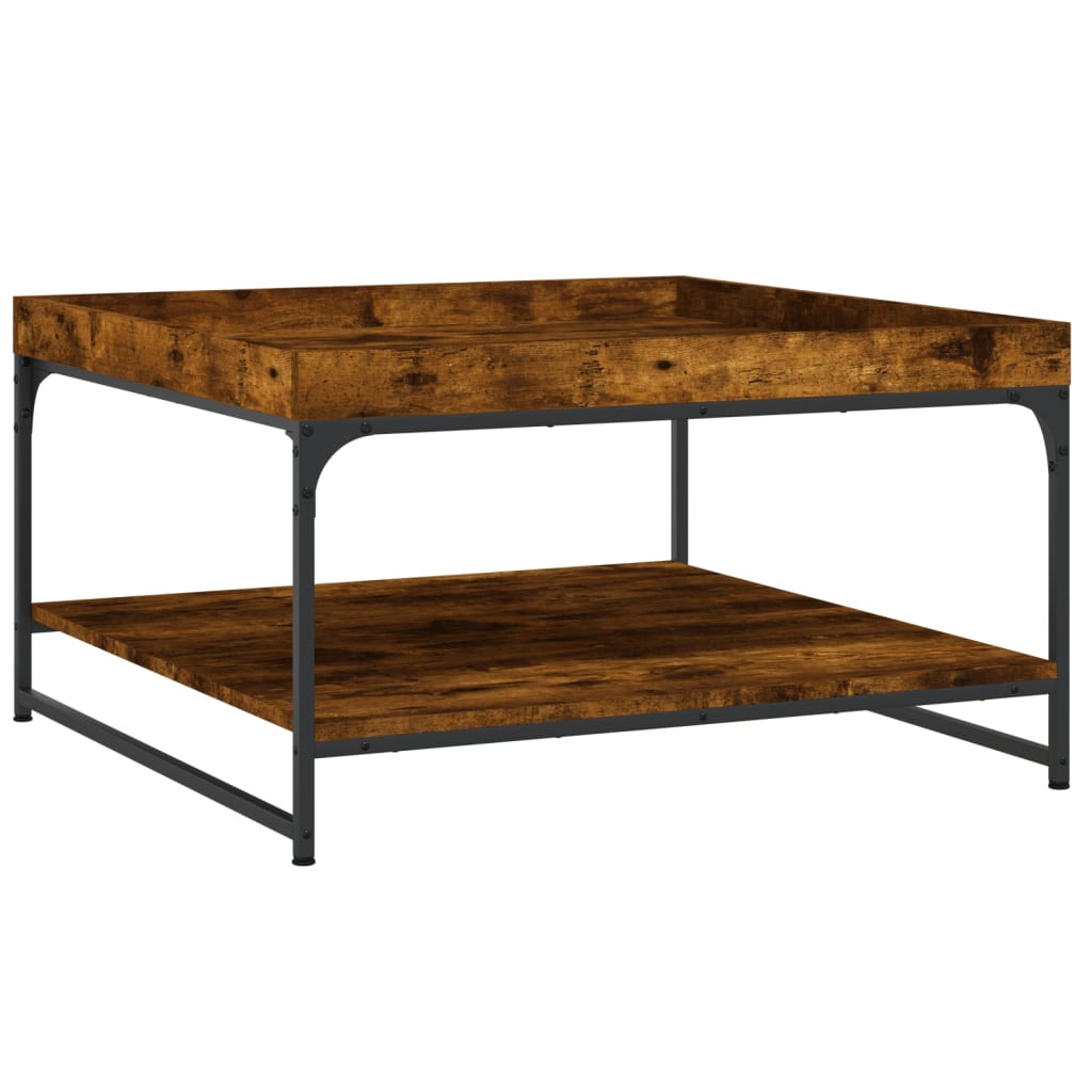 Salongbord røkt eik 80x80x45 cm konstruert tre og jern