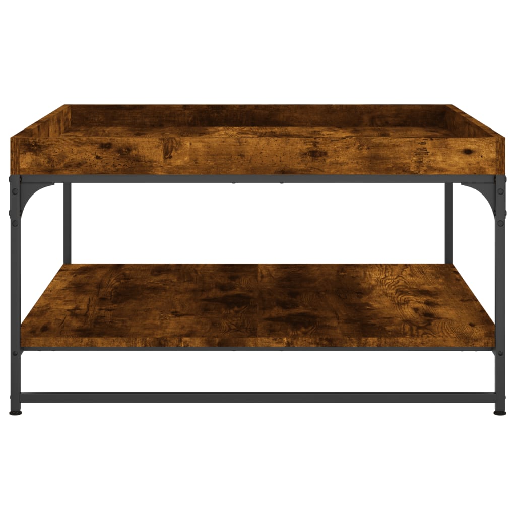 Salongbord røkt eik 80x80x45 cm konstruert tre og jern