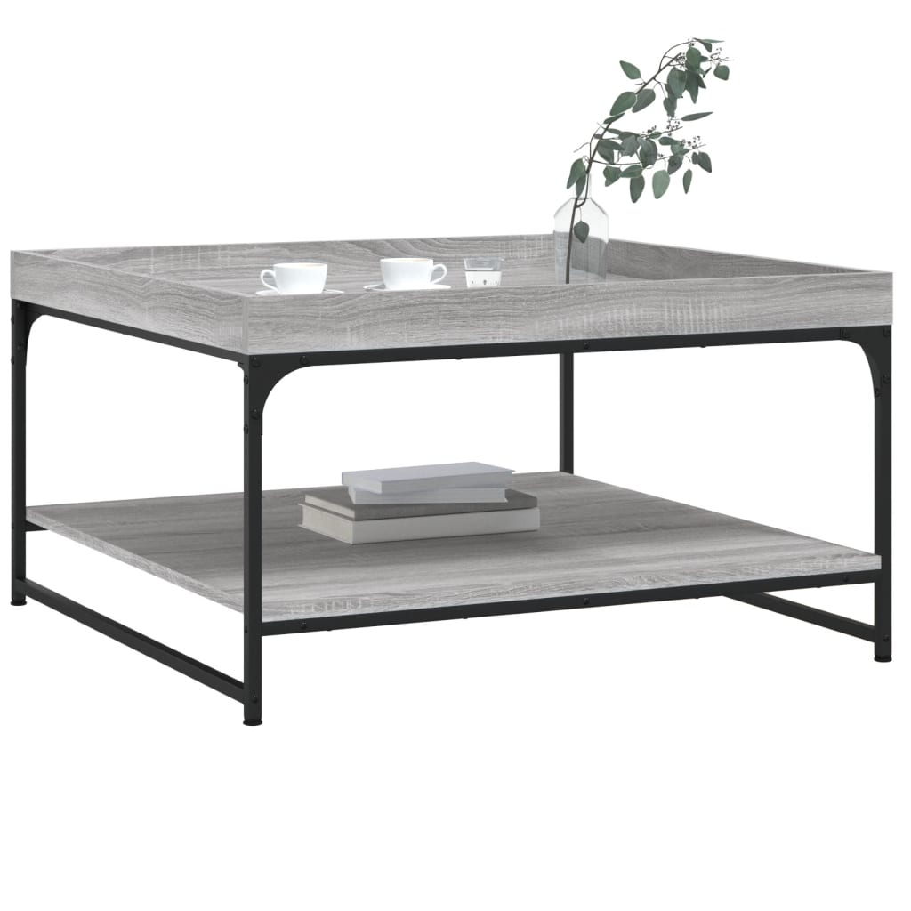 Salongbord grå sonoma 80x80x45 cm konstruert tre og jern