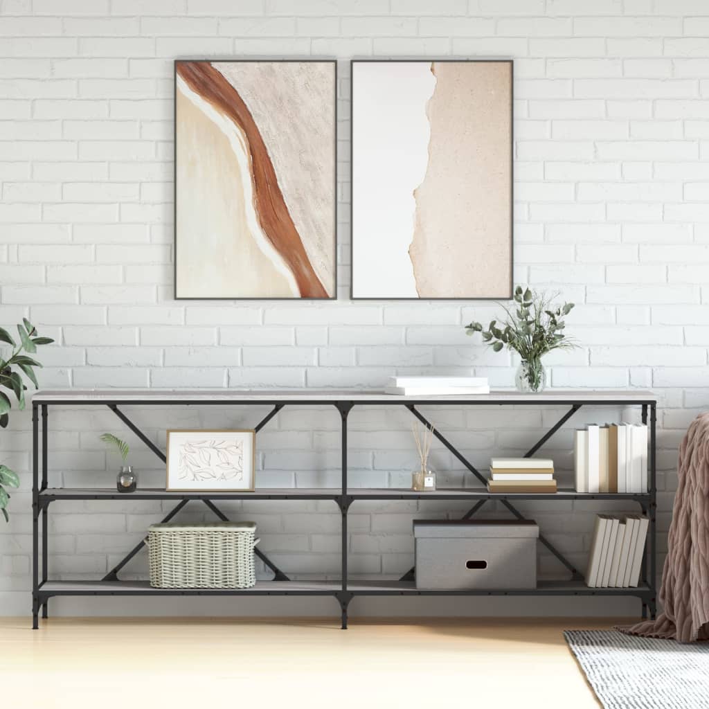 Salongbord grå sonoma 200x30x75 cm konstruert tre og jern