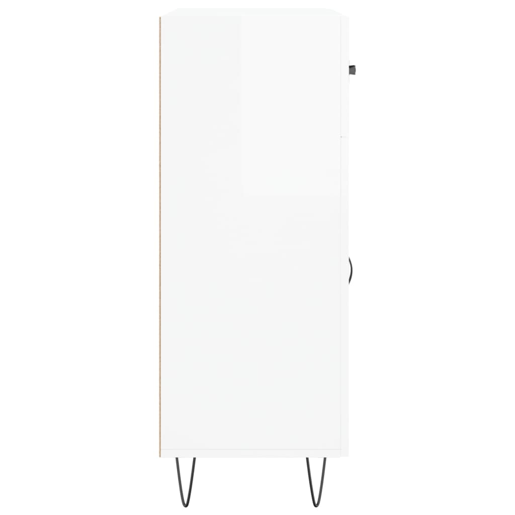Skjenk høyglans hvit 69,5x34x90 cm konstruert tre