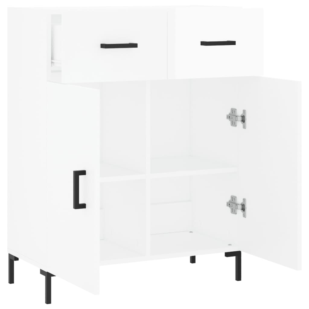 Skjenk høyglans hvit 69,5x34x90 cm konstruert tre
