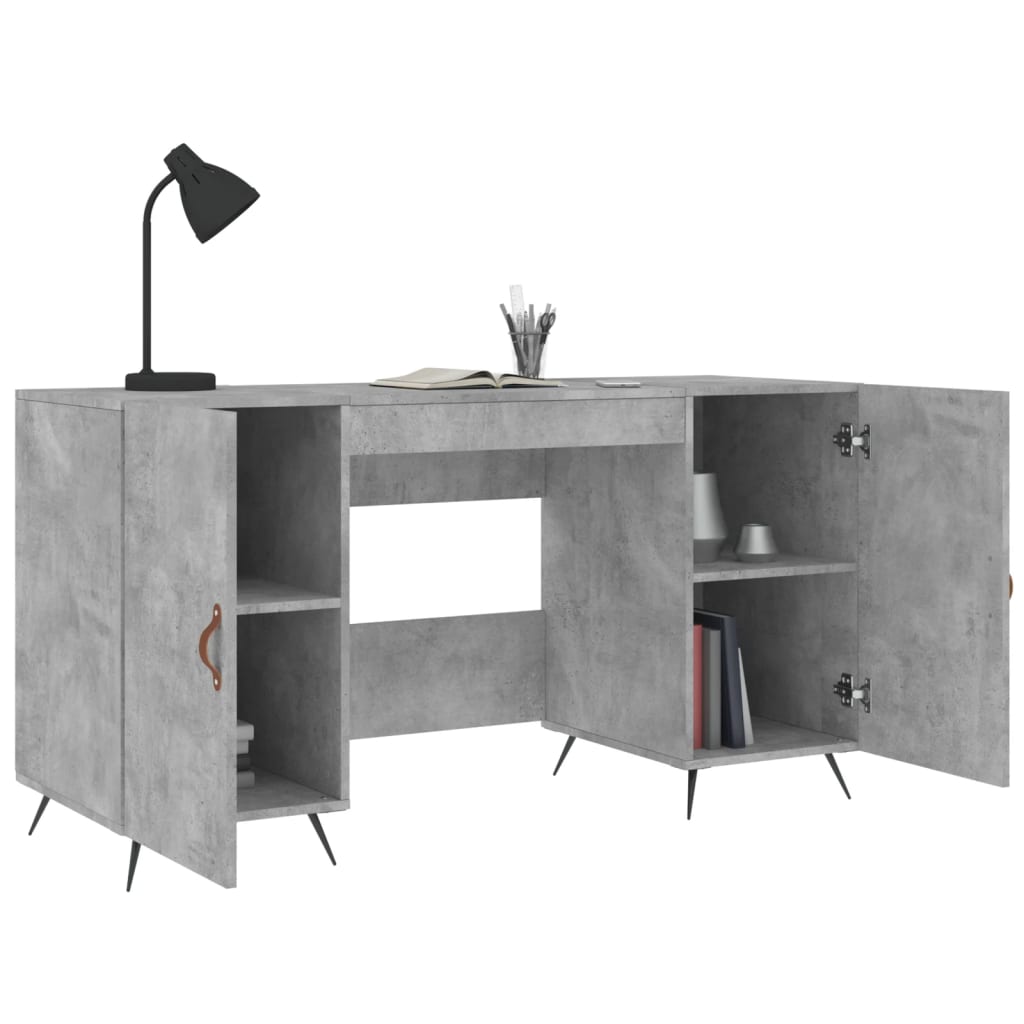 Skrivebord betonggrå 140x50x75 cm konstruert tre