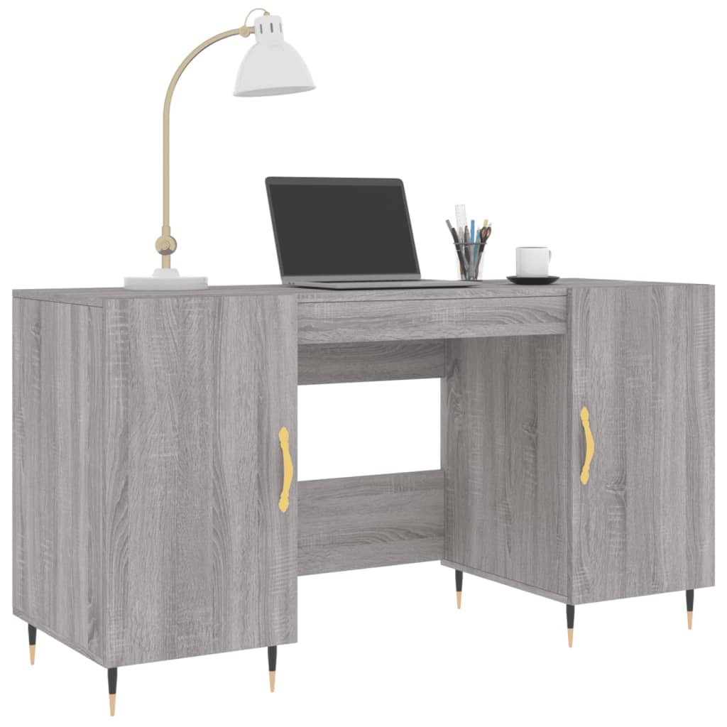 Skrivebord grå sonoma 140x50x75 cm konstruert tre