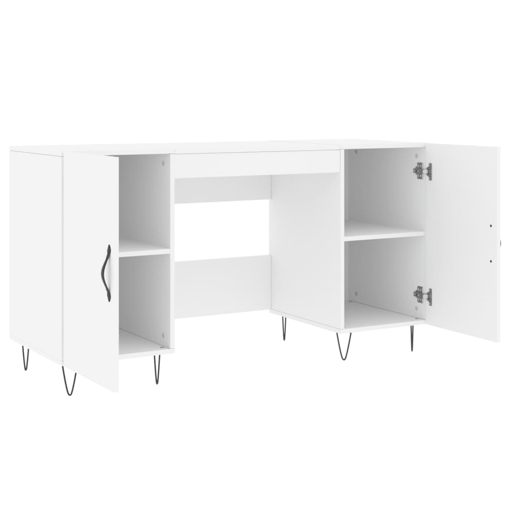 Skrivebord hvit 140x50x75 cm konstruert tre
