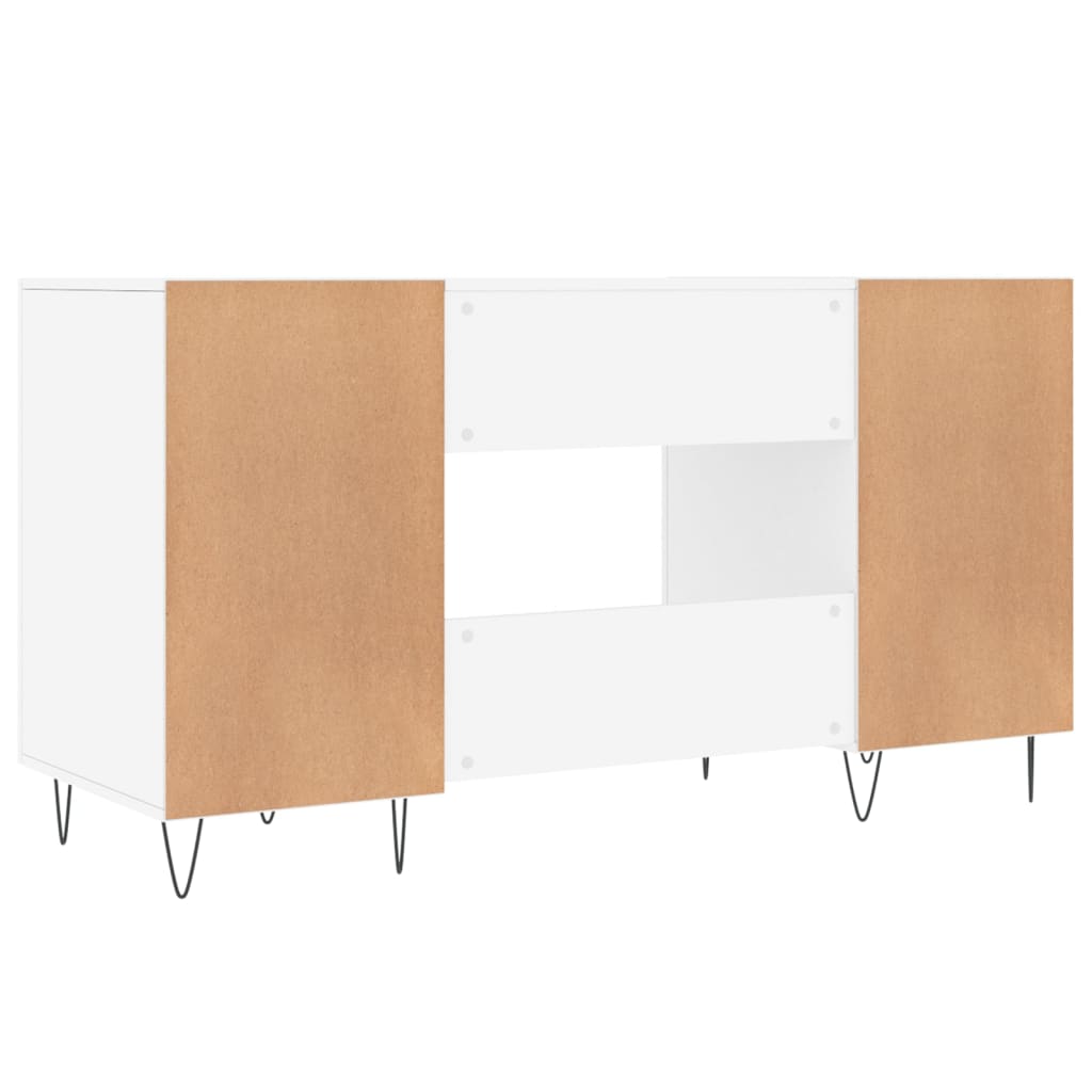 Skrivebord hvit 140x50x75 cm konstruert tre