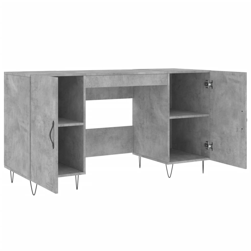 Skrivebord betonggrå 140x50x75 cm konstruert tre