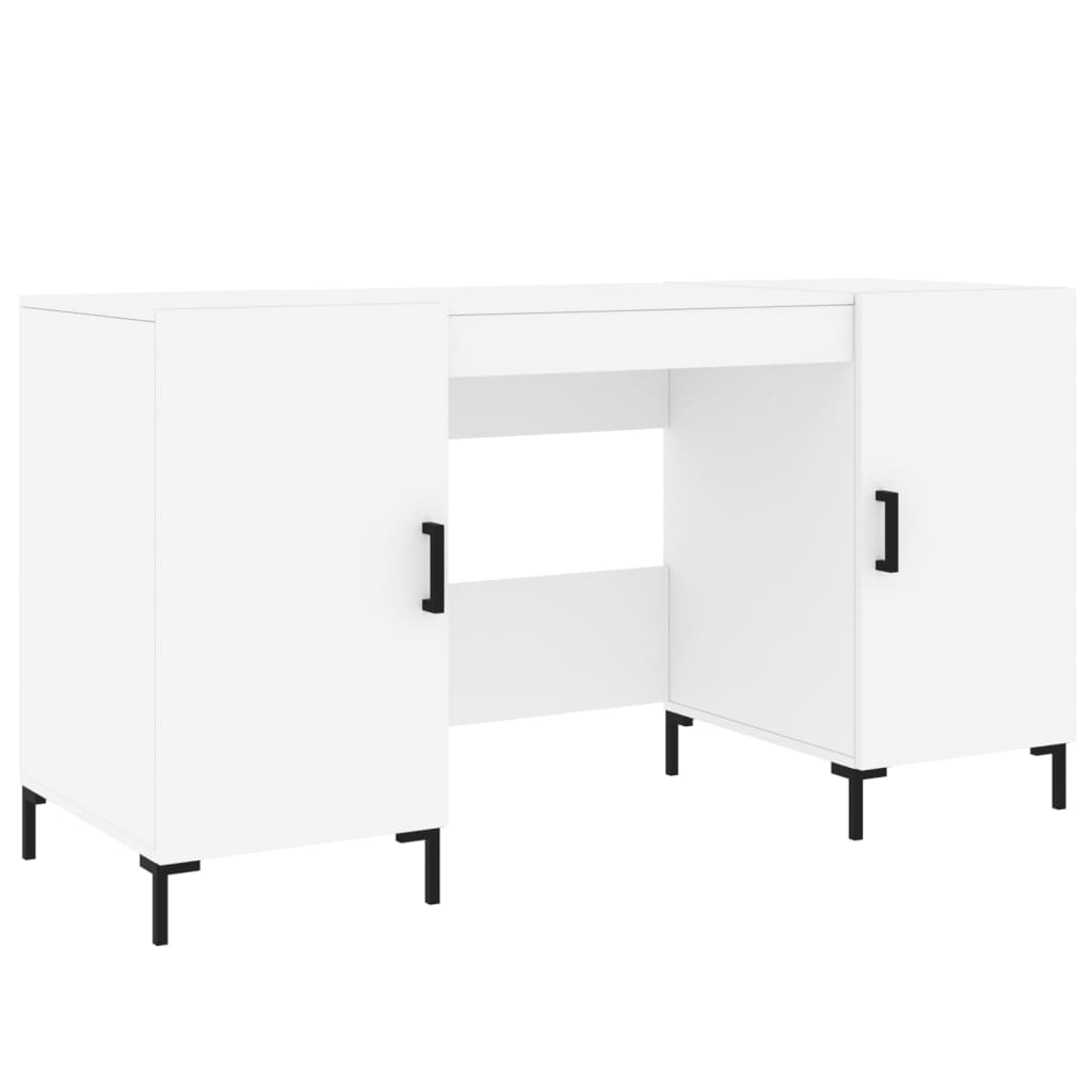 Skrivebord hvit 140x50x75 cm konstruert tre