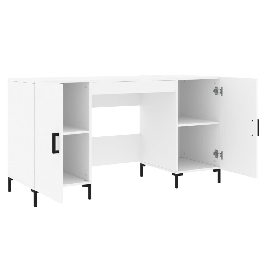 Skrivebord hvit 140x50x75 cm konstruert tre