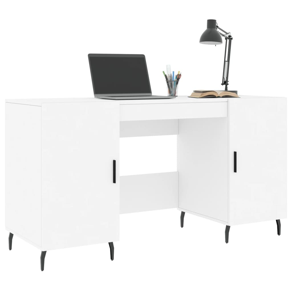 Skrivebord hvit 140x50x75 cm konstruert tre
