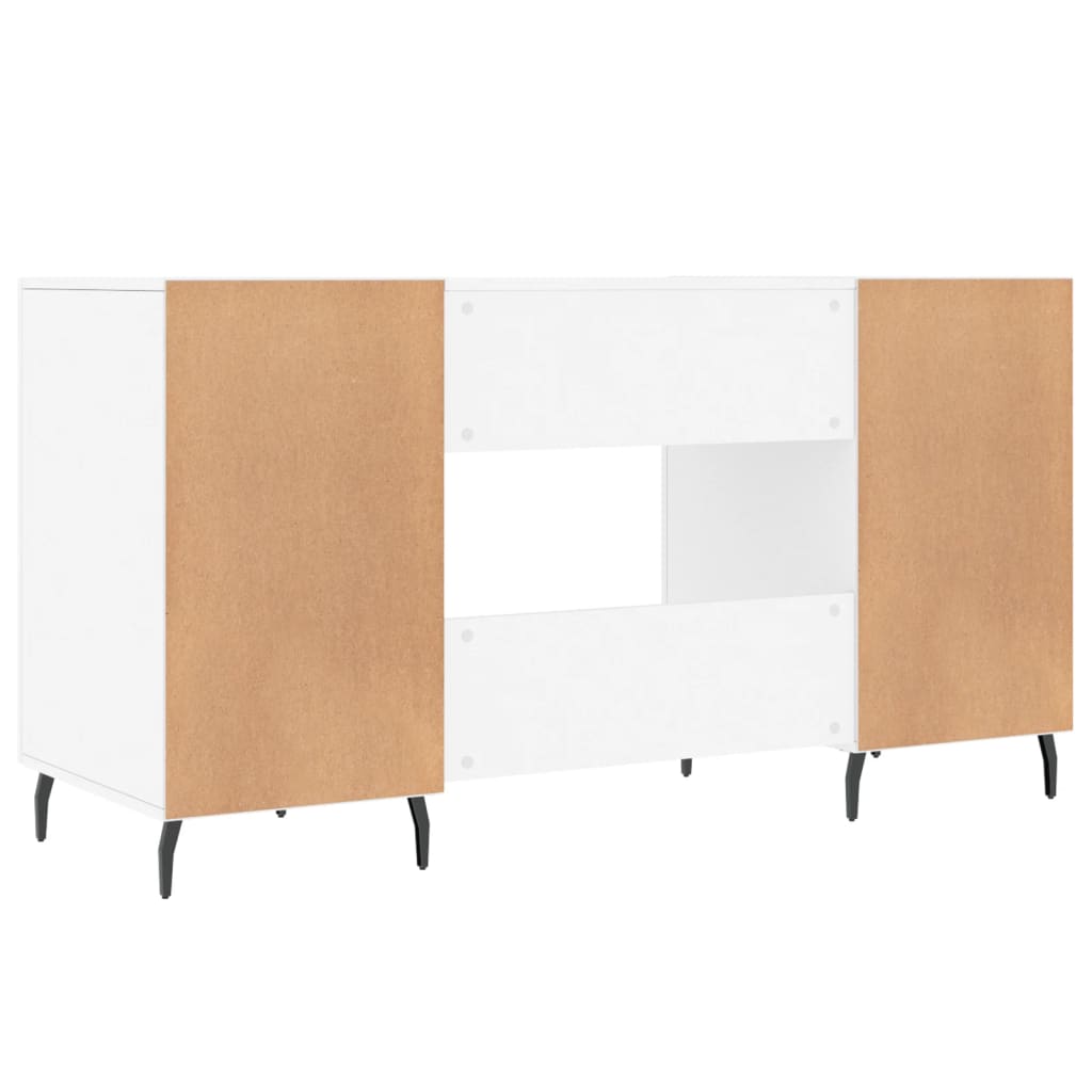 Skrivebord hvit 140x50x75 cm konstruert tre