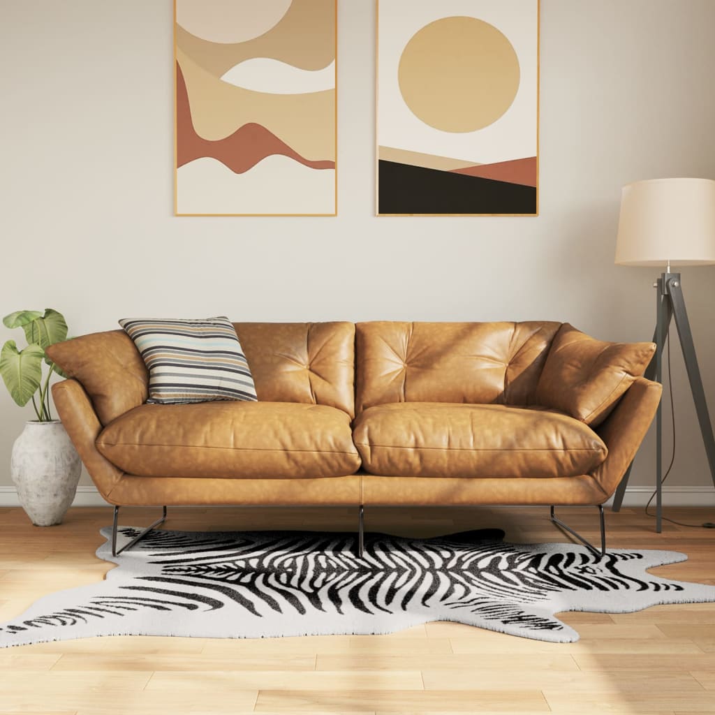 Teppe svart og hvit 120x170cm sebramønster vaskbart