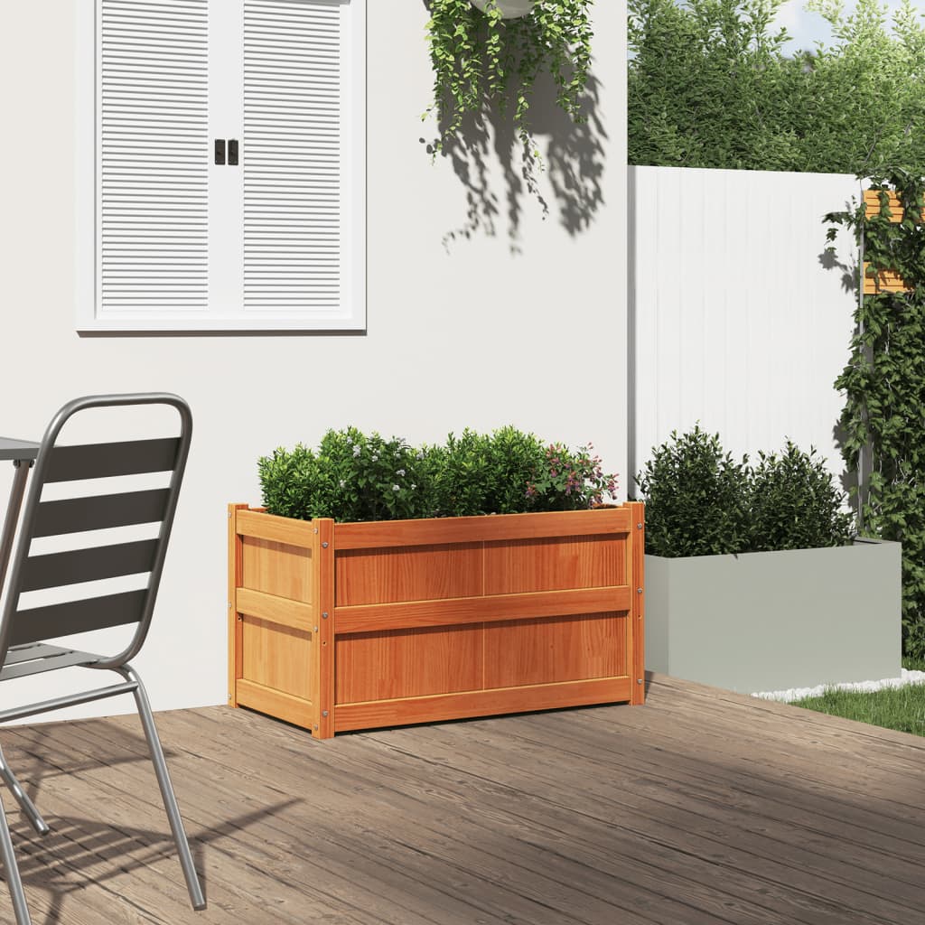Hageplantekasse voksbrun 90x50x50 cm heltre furu