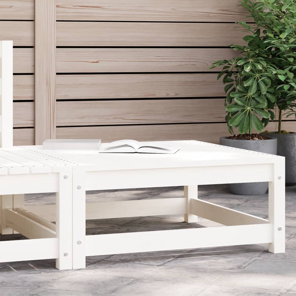 Fotskammel til hage hvit 70x70x30 cm heltre furu