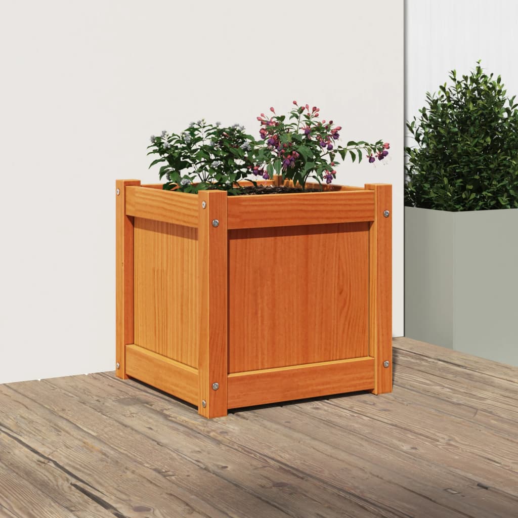 Hageplantekasse voksbrun 40x40x40 cm heltre furu